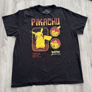 Pokemon Pikachu Graphic T-Shirt Size 2XL Black Nintendo Anime Short Sleeve Y2K